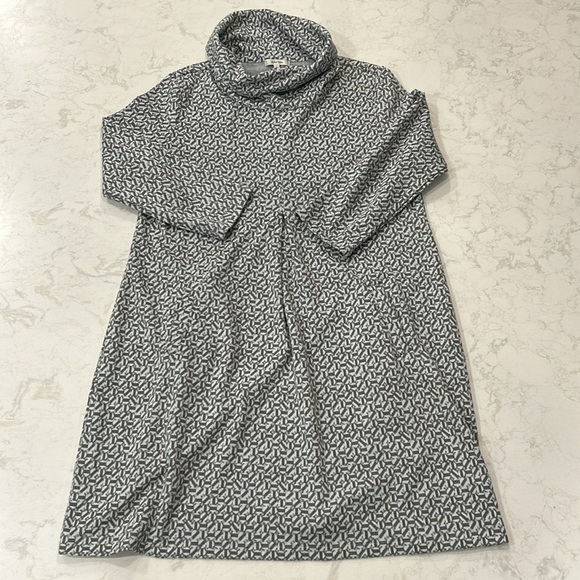 Tyler Böe Kim Cowl Neck Shift Dress in Blue Grey Print Size Large - Picture 15 of 16